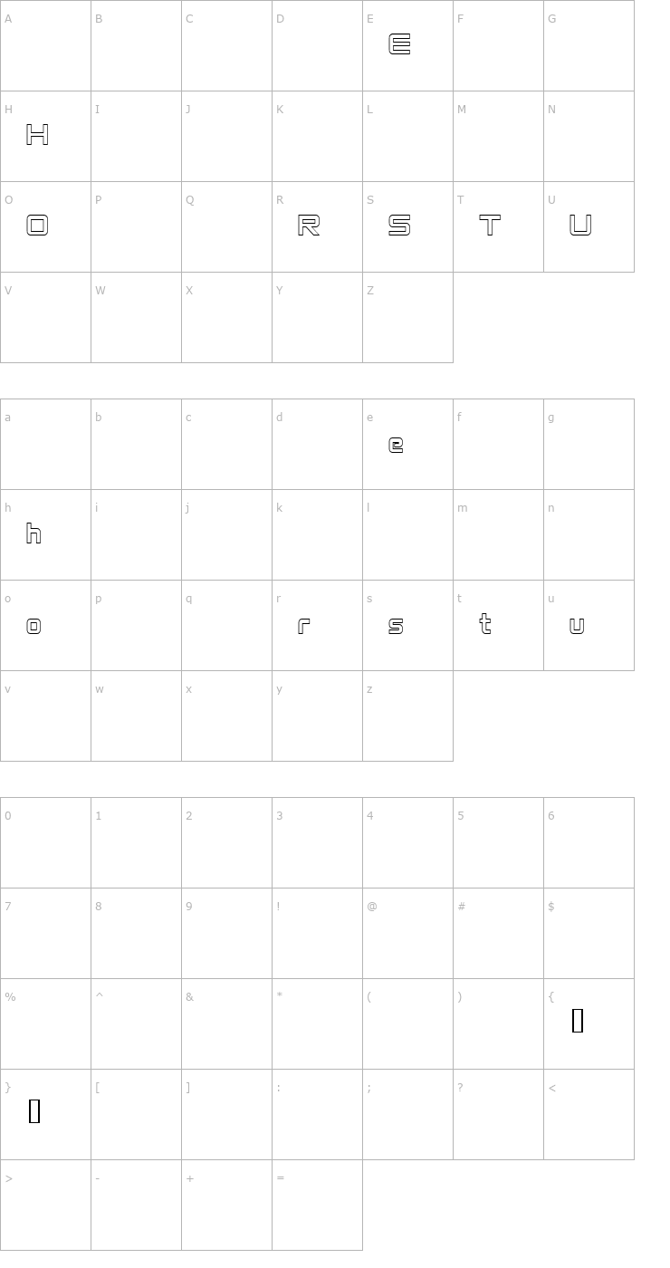 Character Map VentureDemoOutline Font