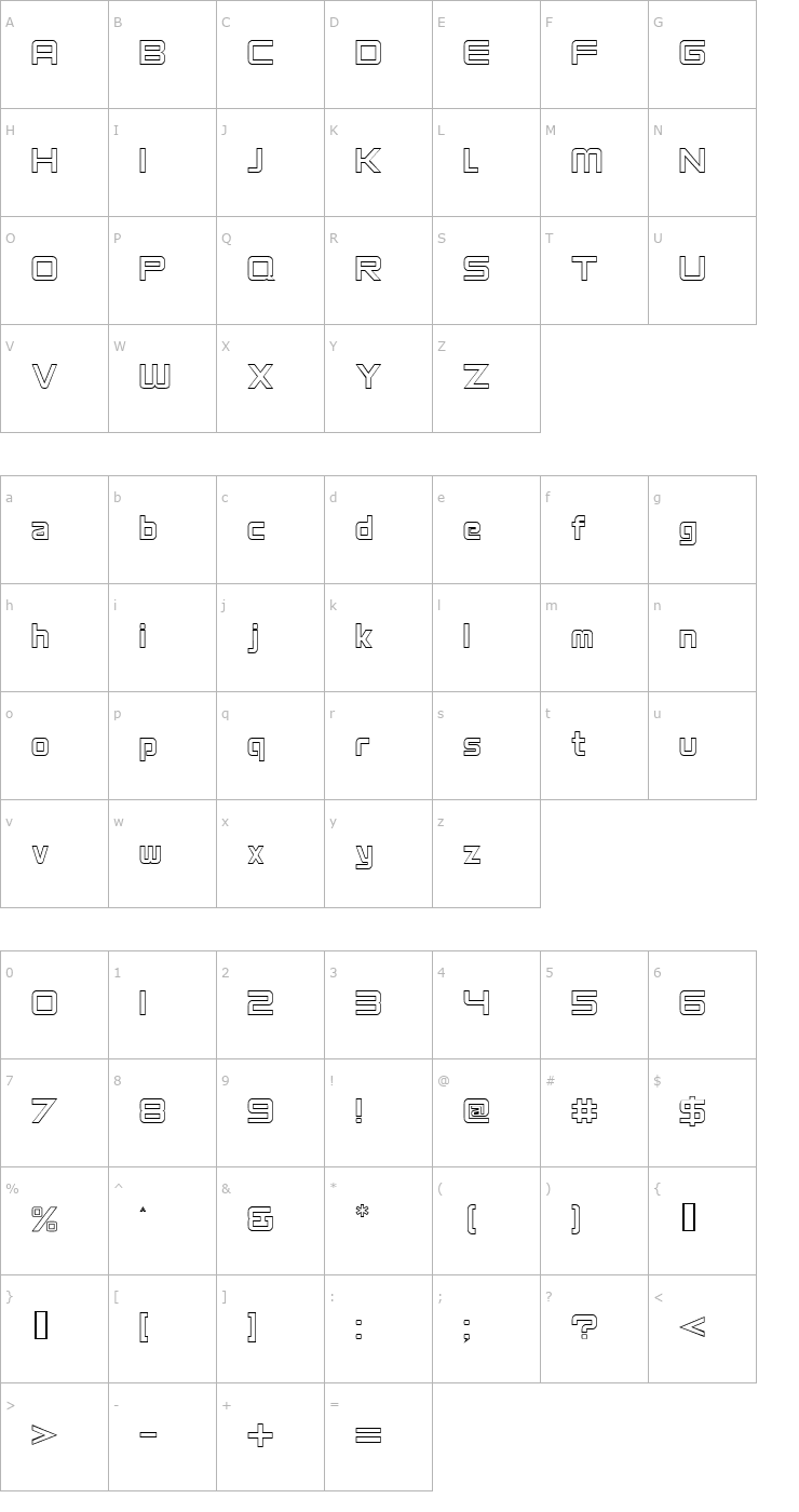 Character Map VentureOutline Font