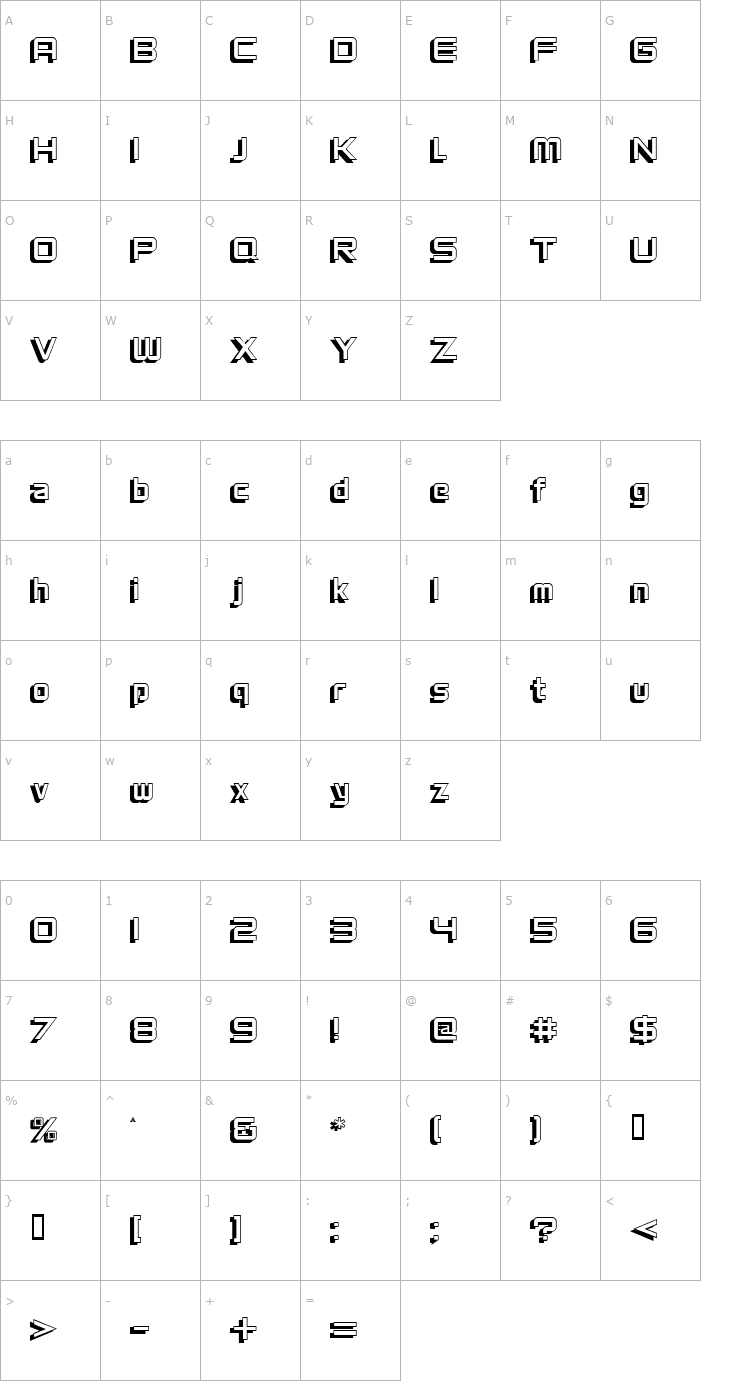 Character Map VentureShadow Font