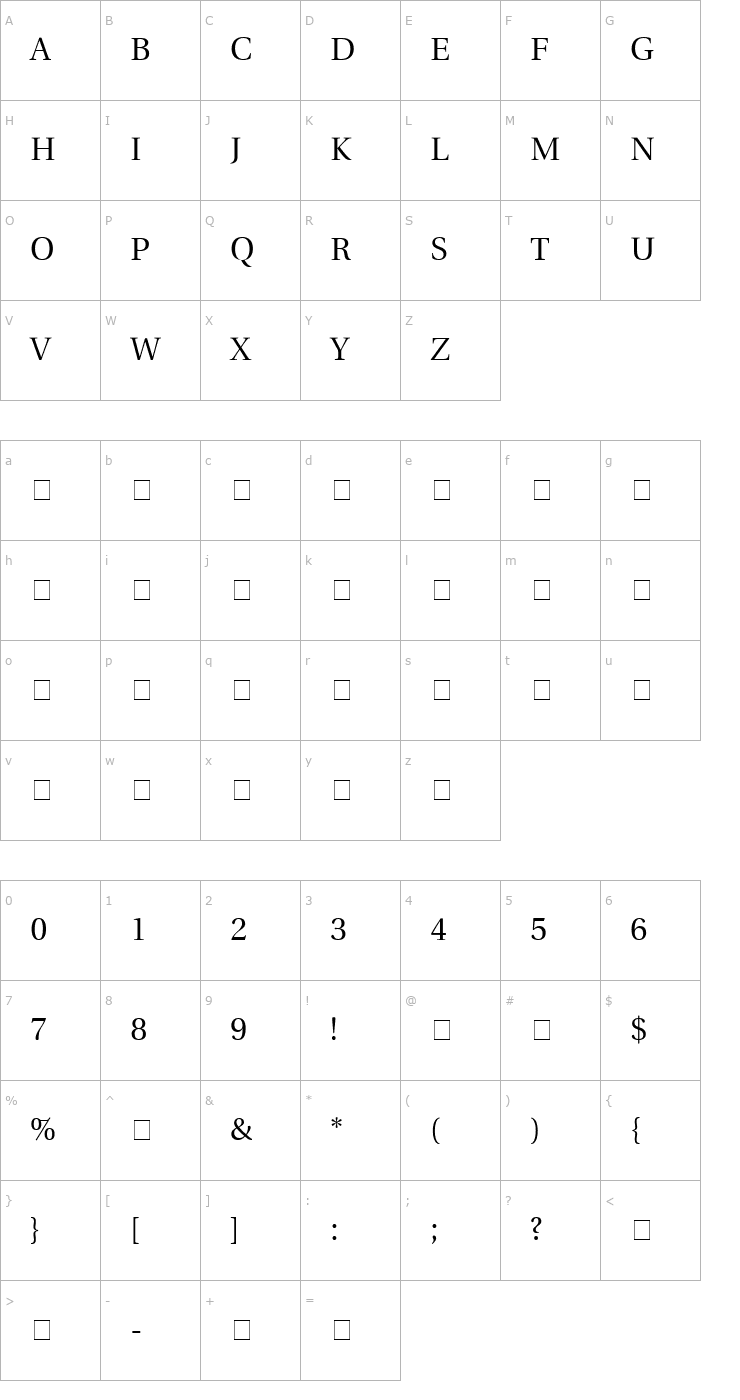 Character Map Veracity Titling Caps SSi Font