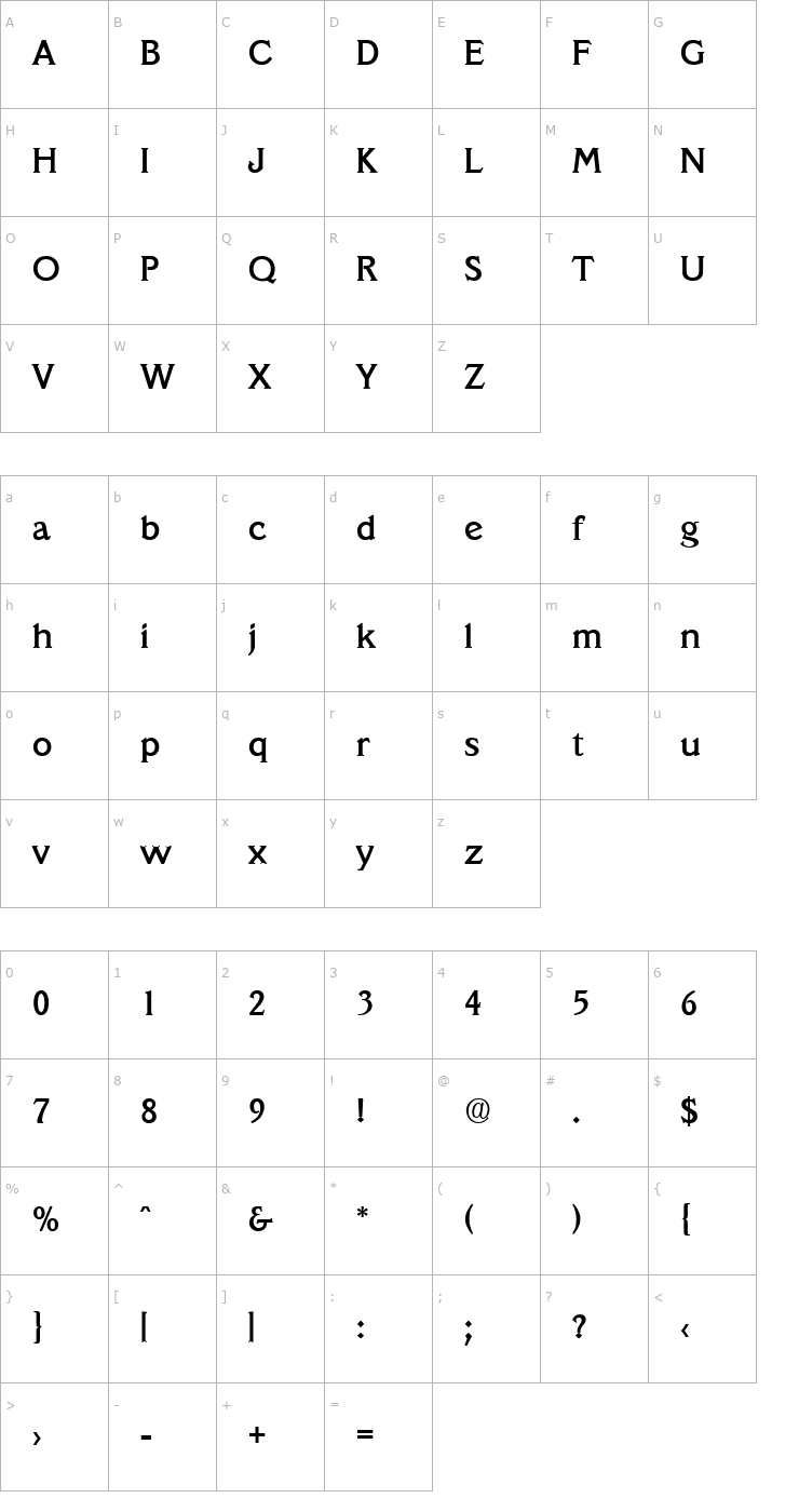 Character Map Veracruz-Medium Font