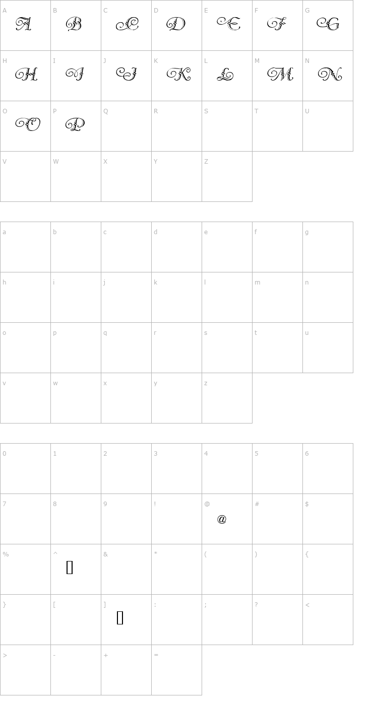 Character Map Vergennes Demo Font