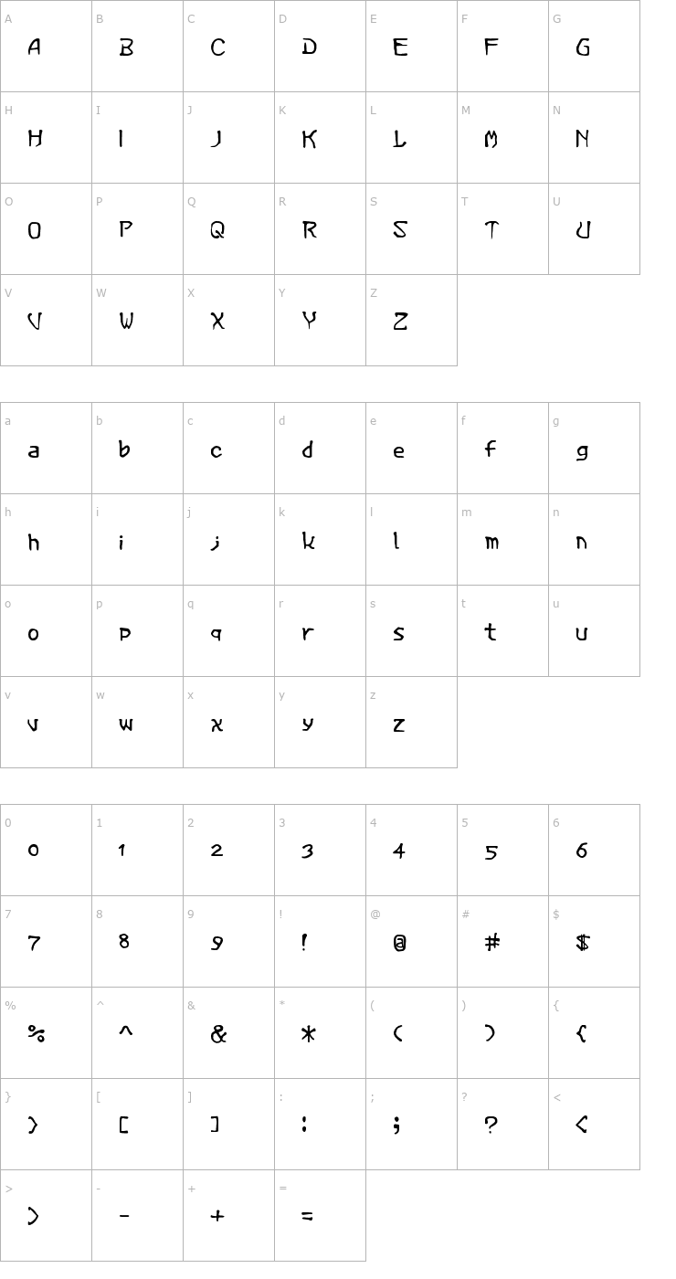 Character Map Vermin Magic Font