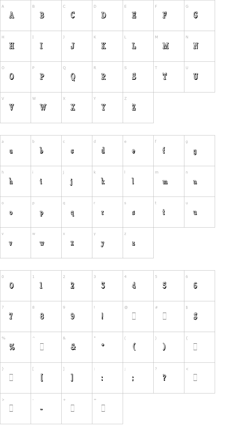 Character Map Vermont Font