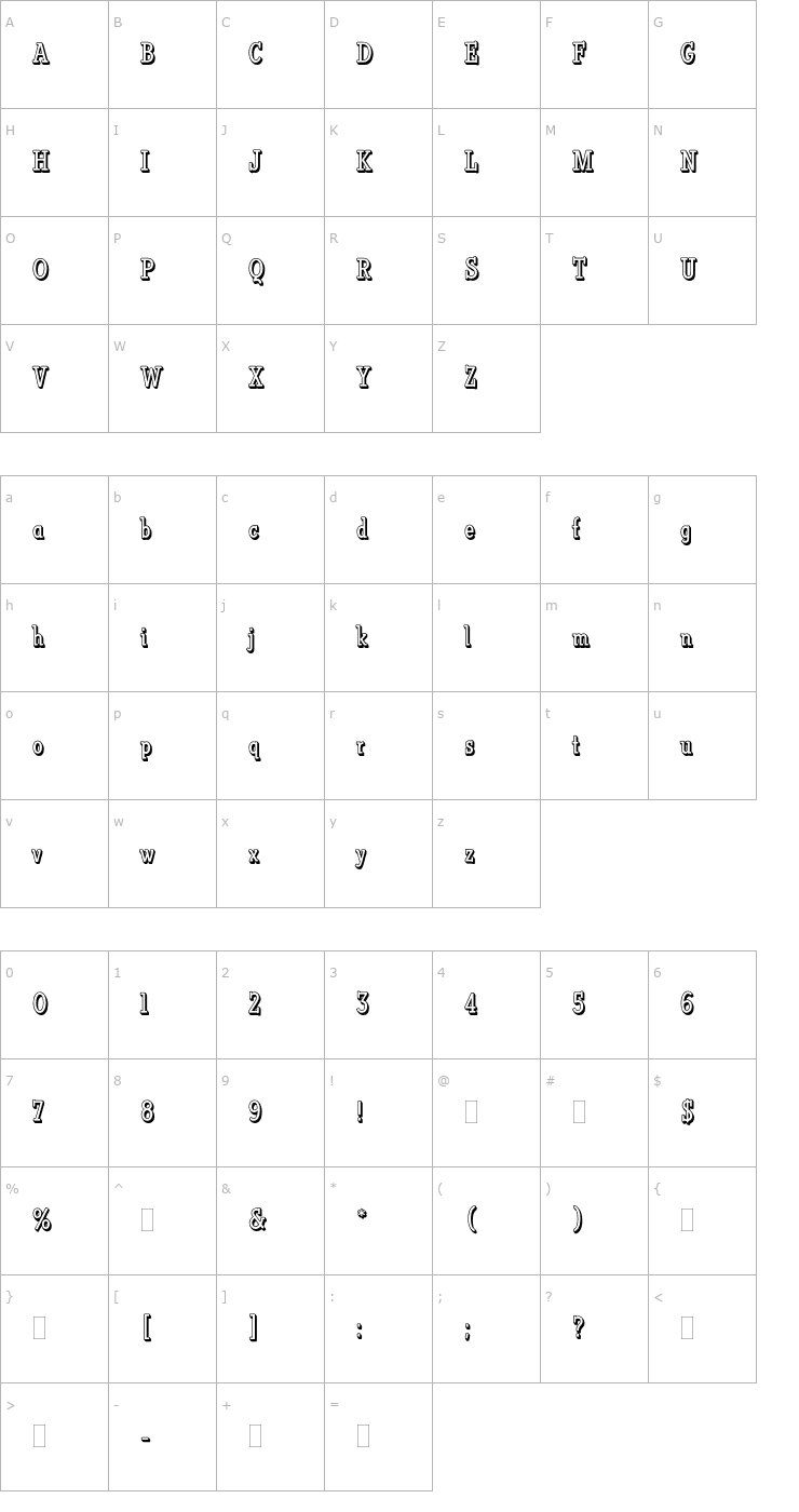 Character Map VermontPlain Font