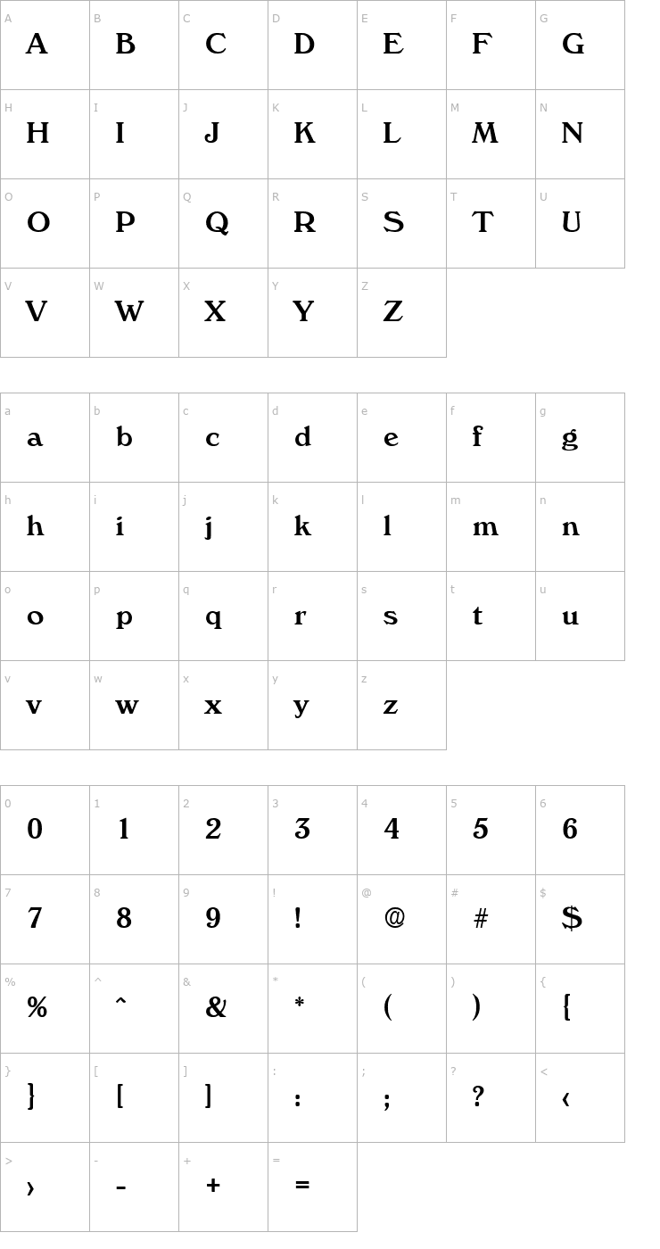 Character Map Verona-Medium Font