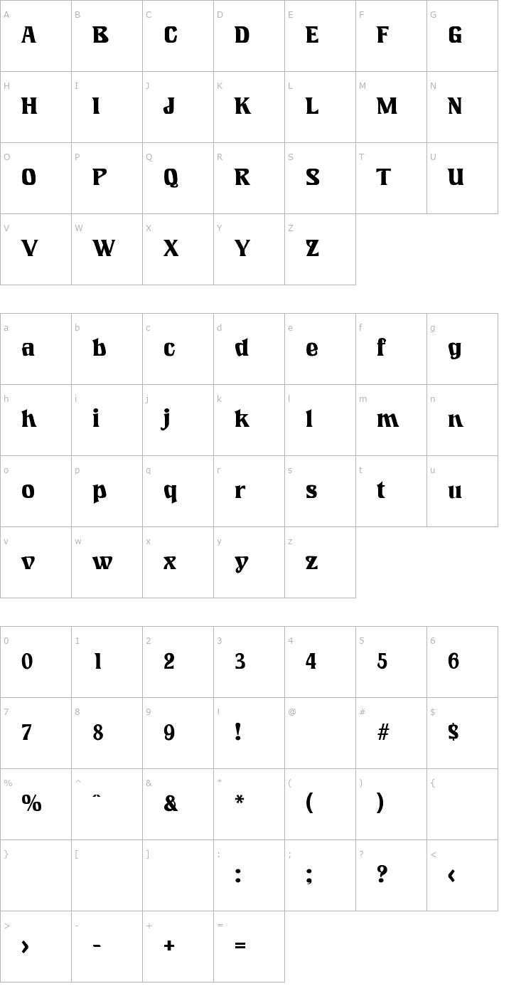 Character Map VeronicaBecker Font