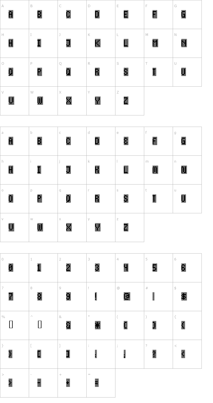 Character Map Versa Font