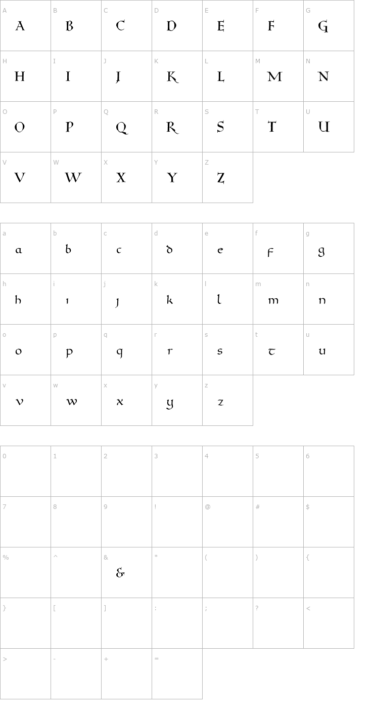 Character Map Versal Filled Font