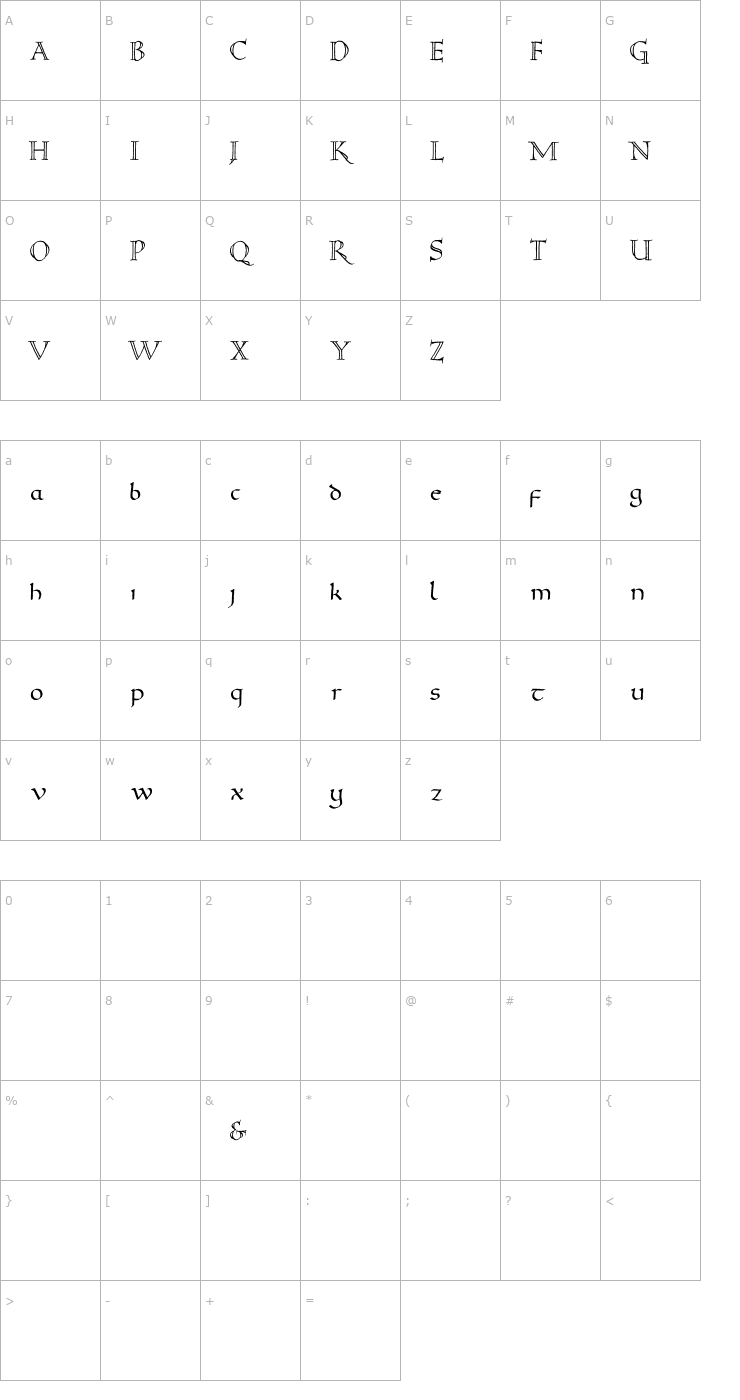 Character Map Versal Font