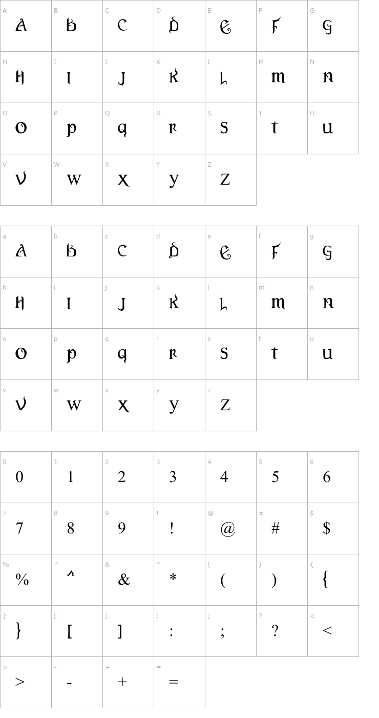 Character Map Versal Gothic Font