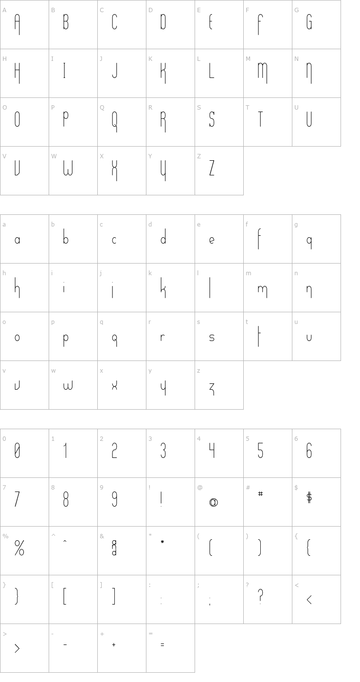 Character Map Verticalization Font