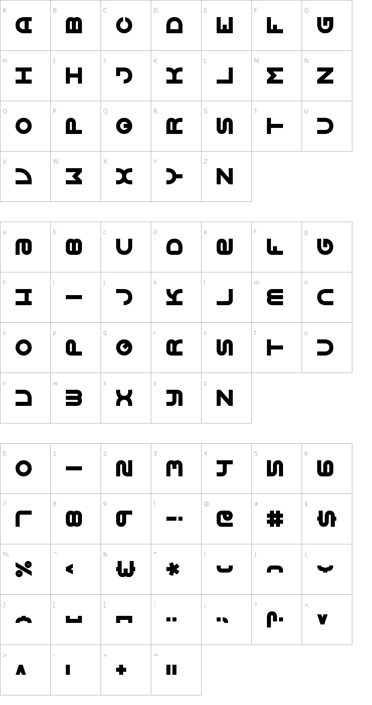 Character Map Vertigo 2 BRK Font
