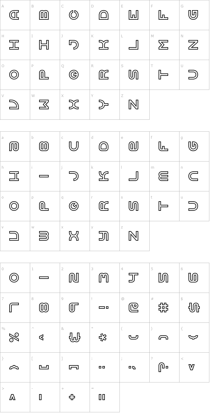 Character Map Vertigo BRK Font