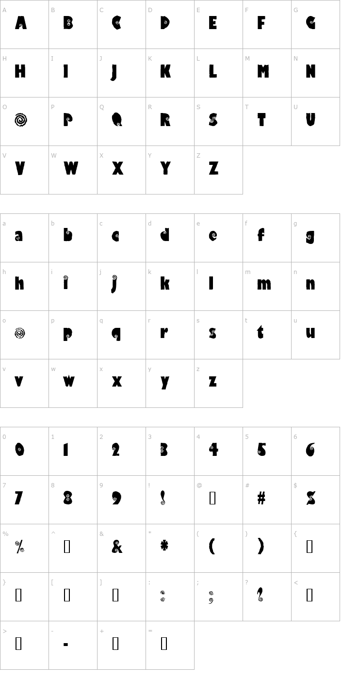 Character Map Vertigo Font