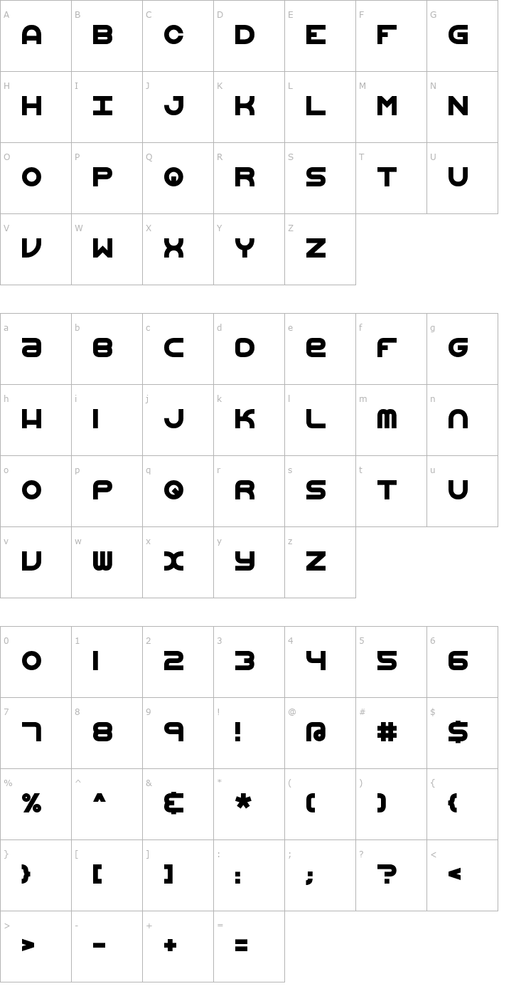 Character Map Vertigo Upright 2 BRK Font