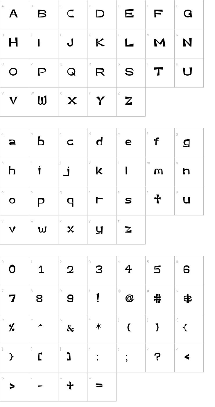 Character Map Very Assy Font