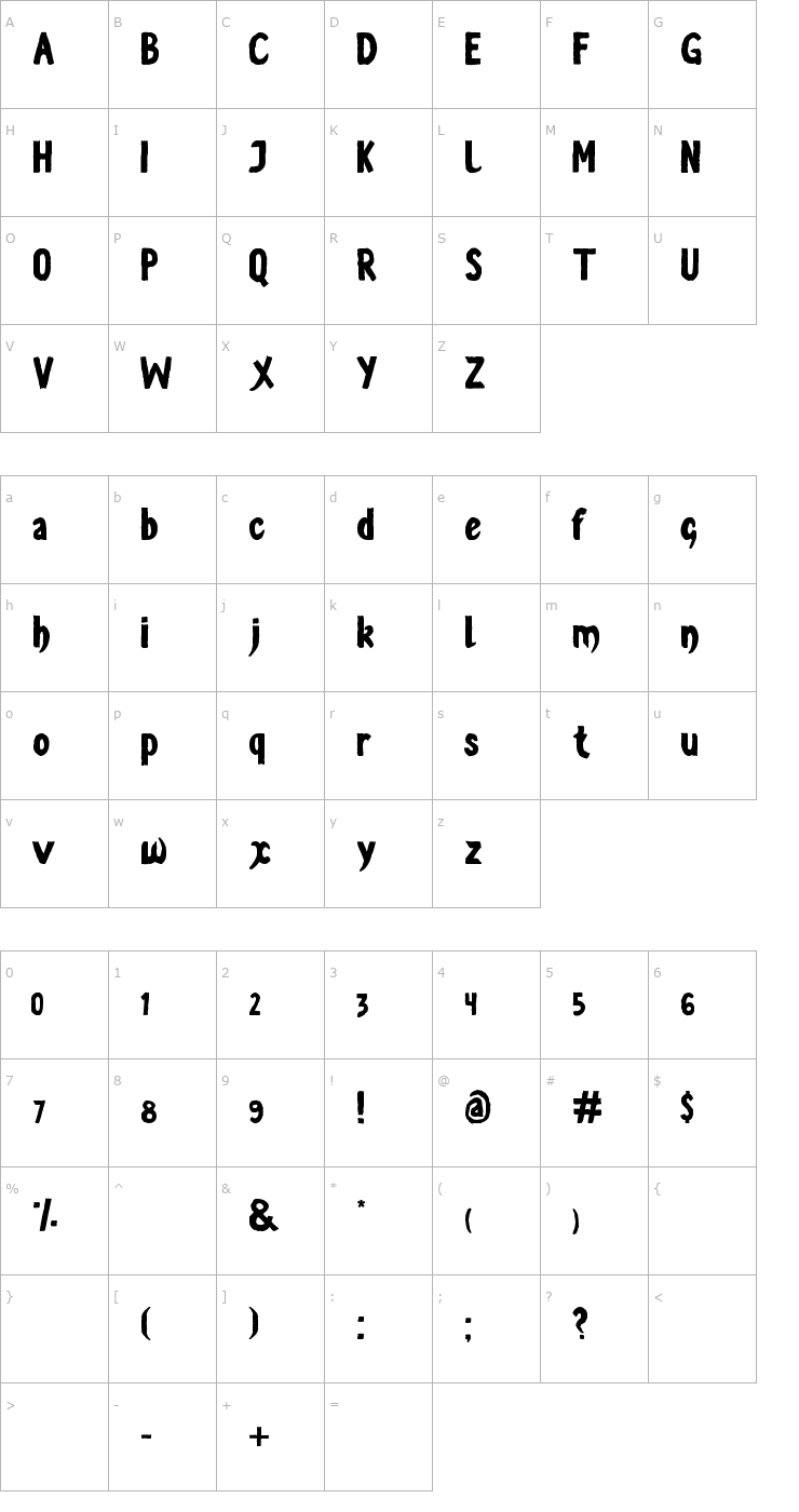 Character Map Vestite y Andate! Font