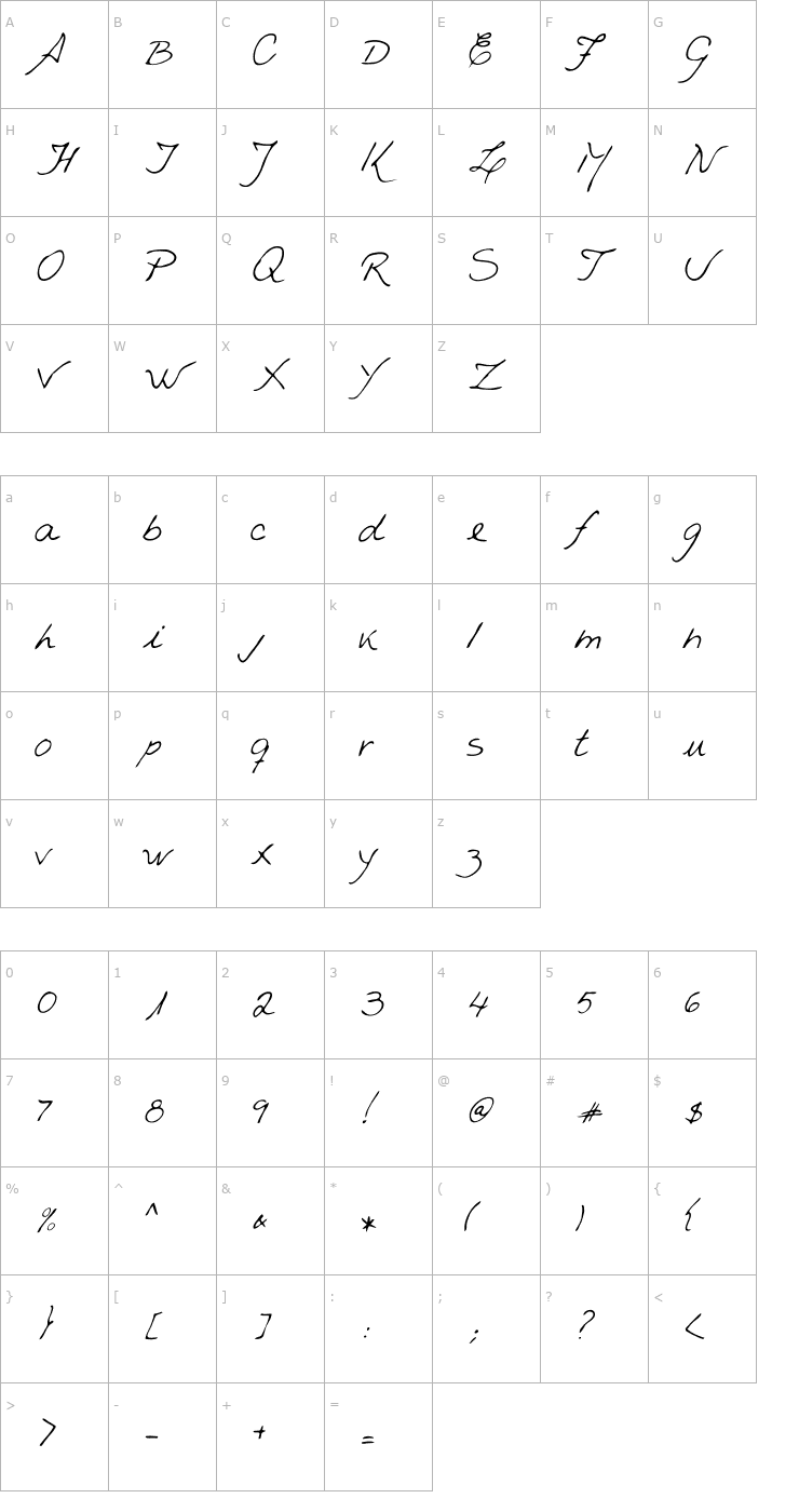 Character Map Vestra Regular Font