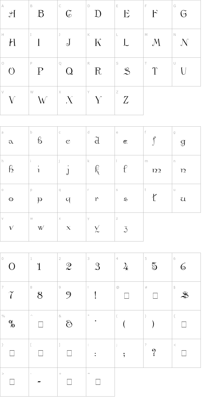 Character Map Viata Script SSi Font