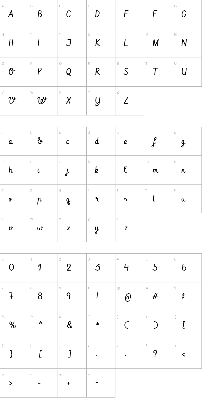 Character Map Vibur Font