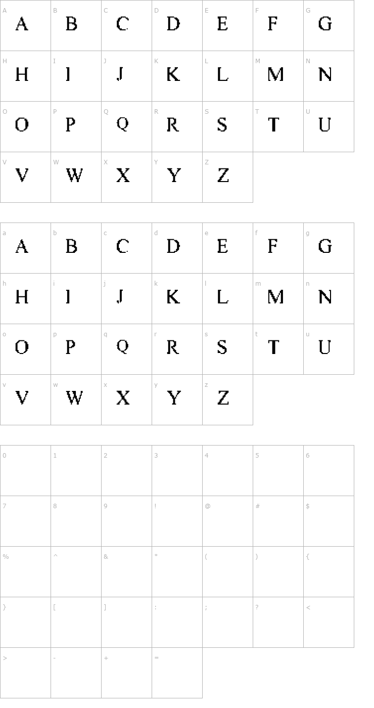 Character Map Vic Twenty Font