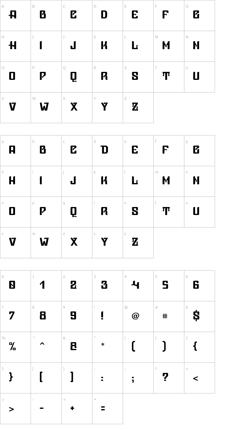 Character Map Vice Presidente Font