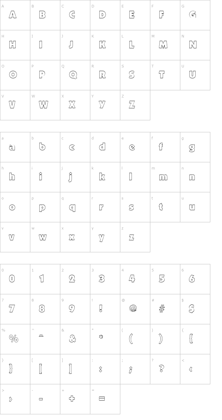 Character Map VictorBeckerOutline-Heavy Font
