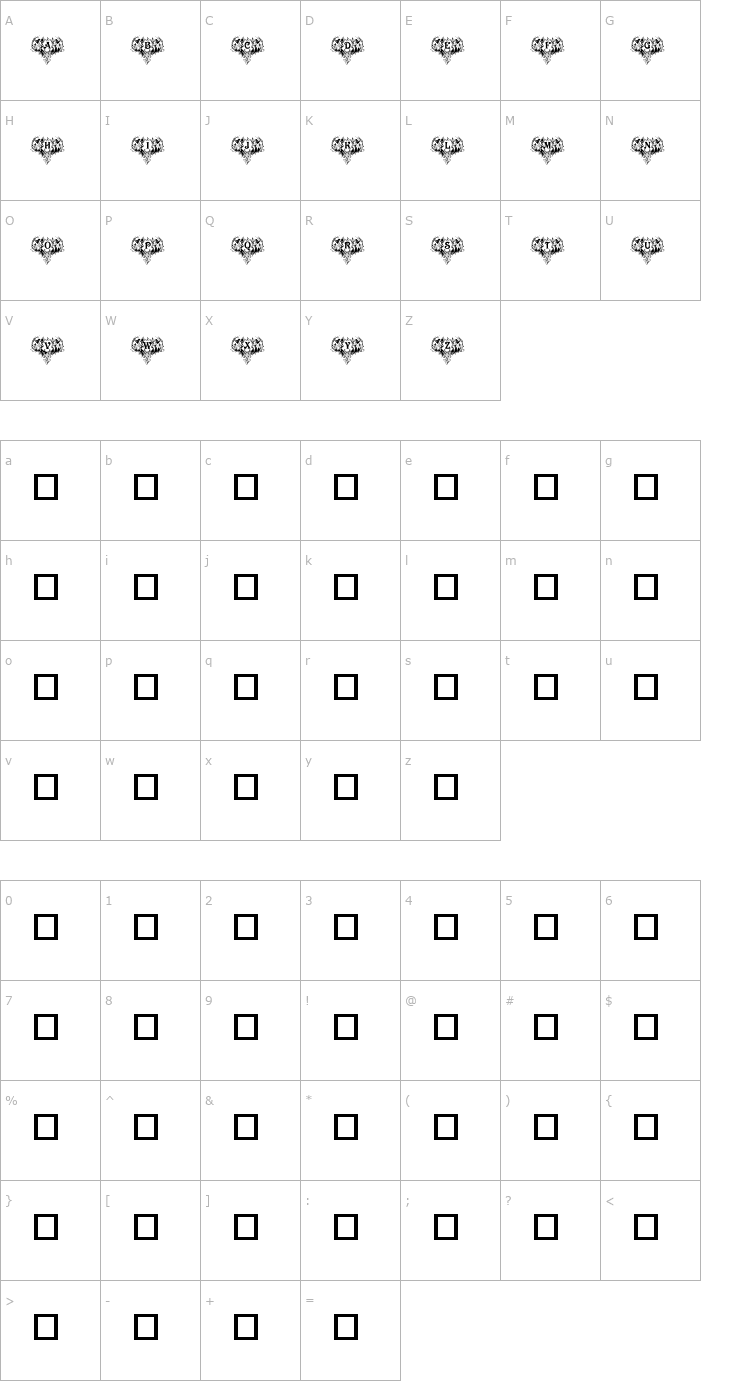Character Map Victorian Angels Font