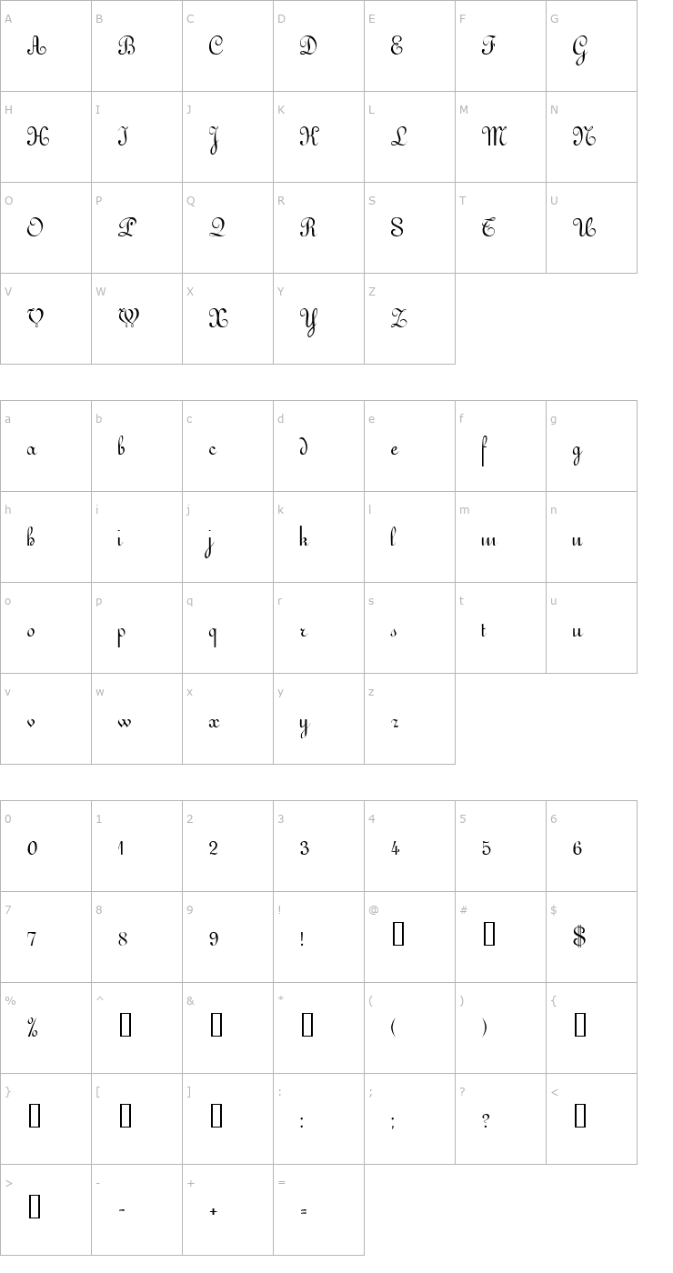 Character Map Victorian Normal Font