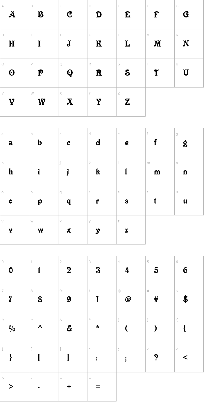 Character Map VictorianD Font