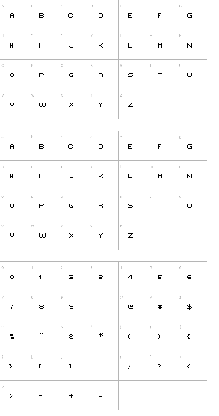 Character Map Victor's Pixel Font Font