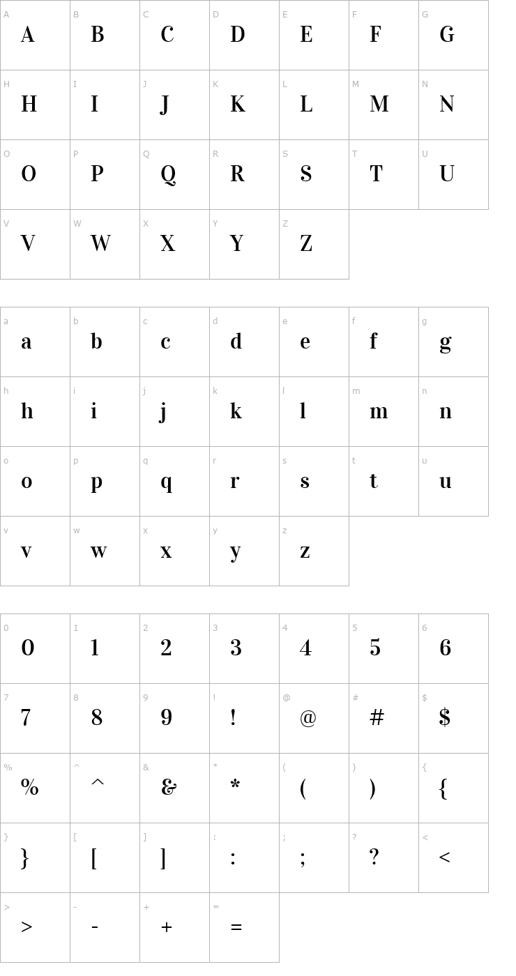 Character Map Vidaloka Font