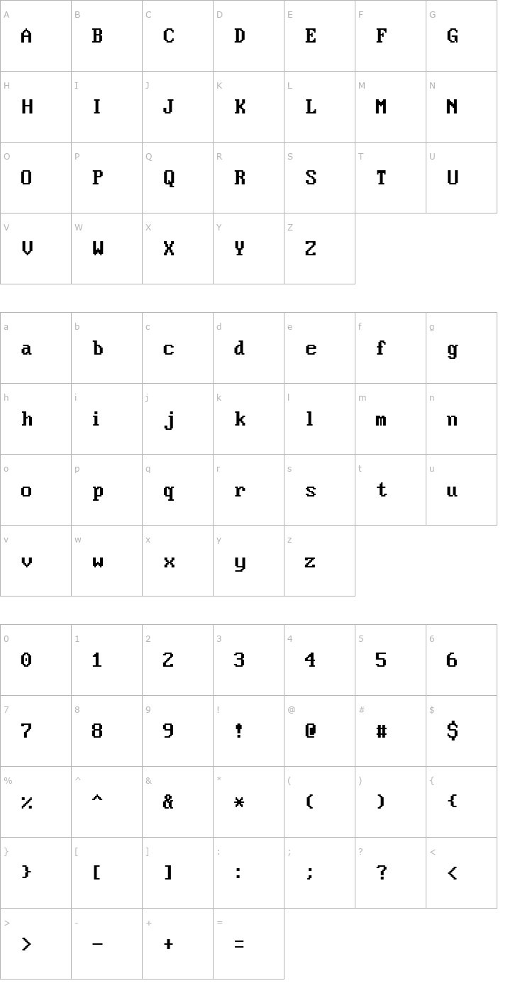 Character Map VideoSSK Font