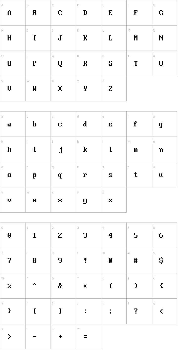 Character Map VideoTerminalScreen Font