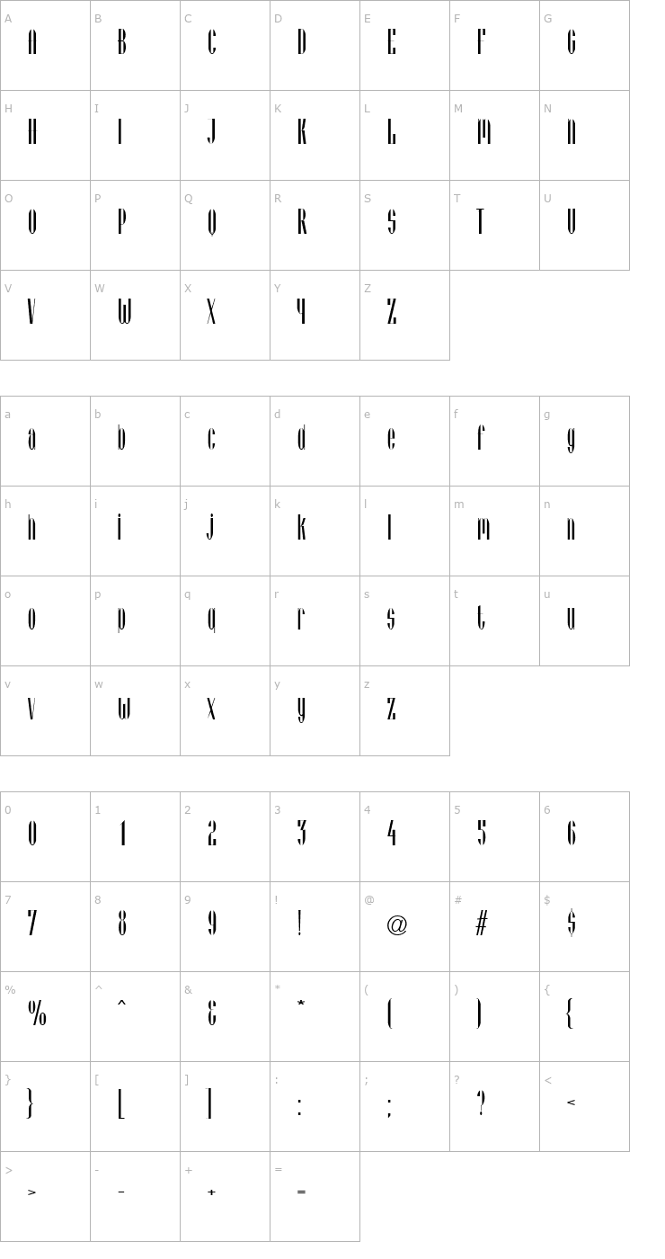 Character Map Vienese Font