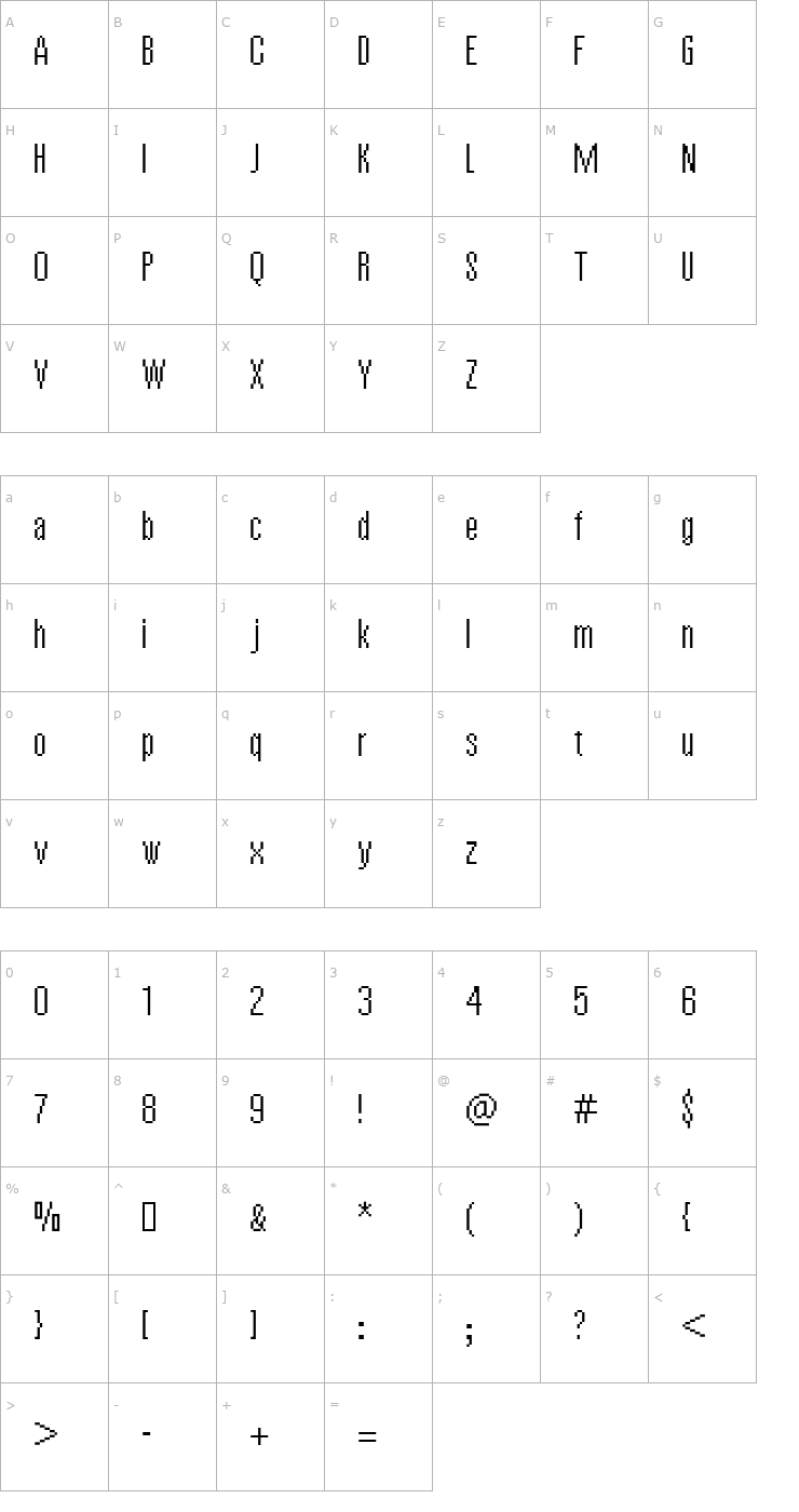 Character Map Vierzehn Font