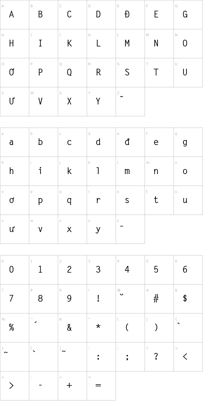 Character Map Vietnamese7TimesSSK Font
