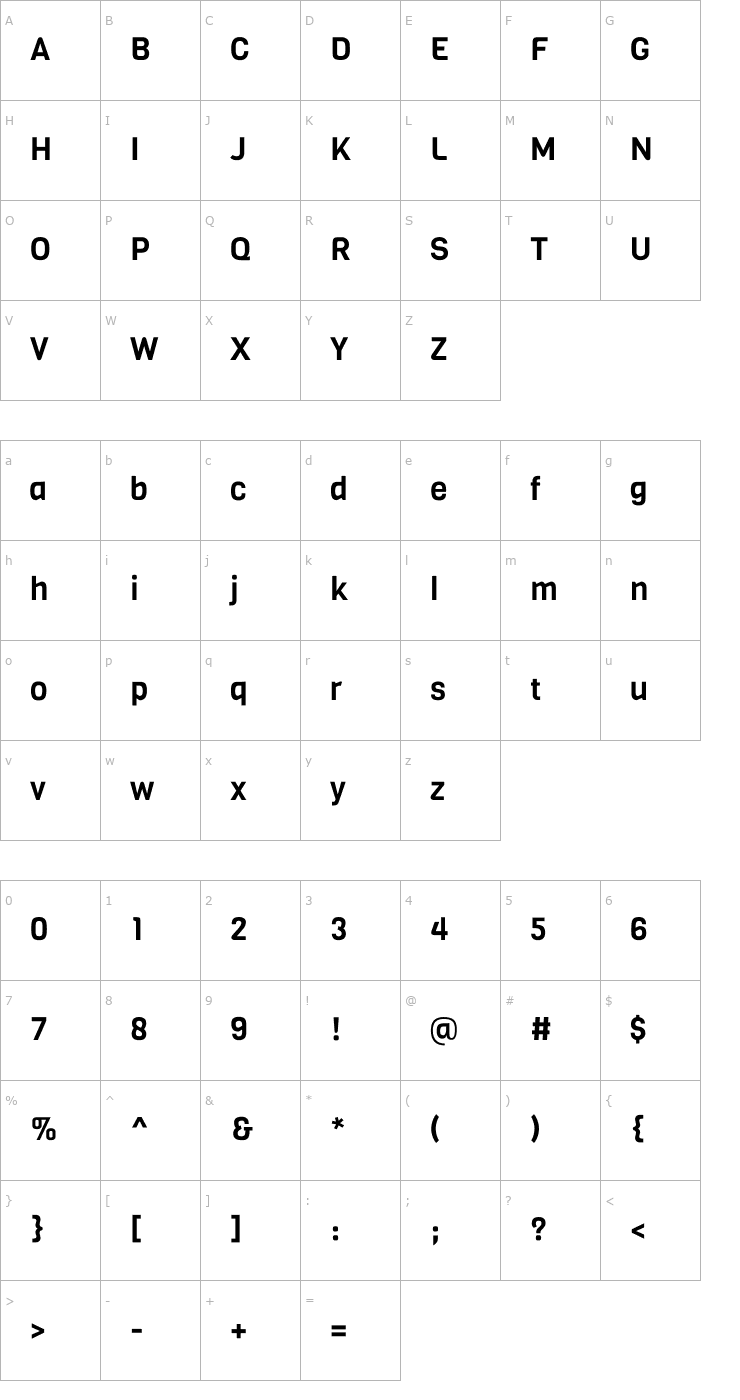 Character Map Viga Font