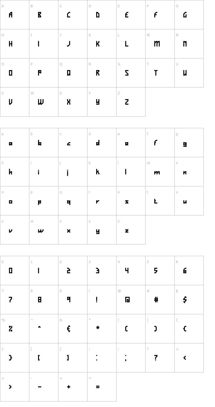 Character Map Vigilance BRK Font