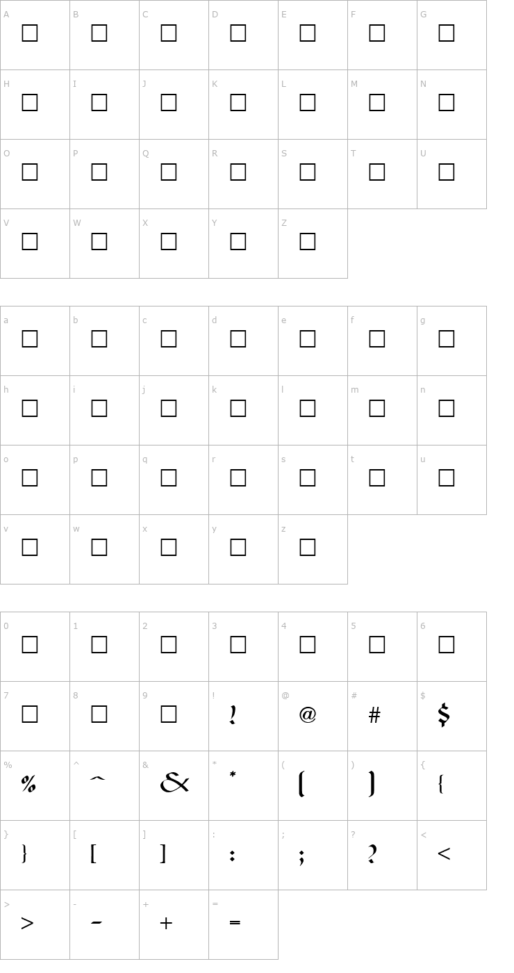 Character Map ViKant TYGRA Font