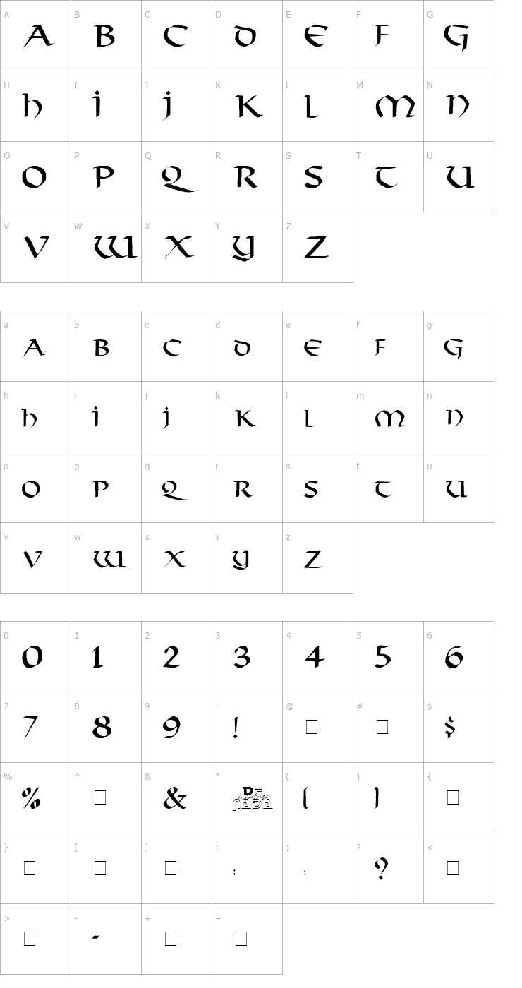 Character Map Viking Medium Font