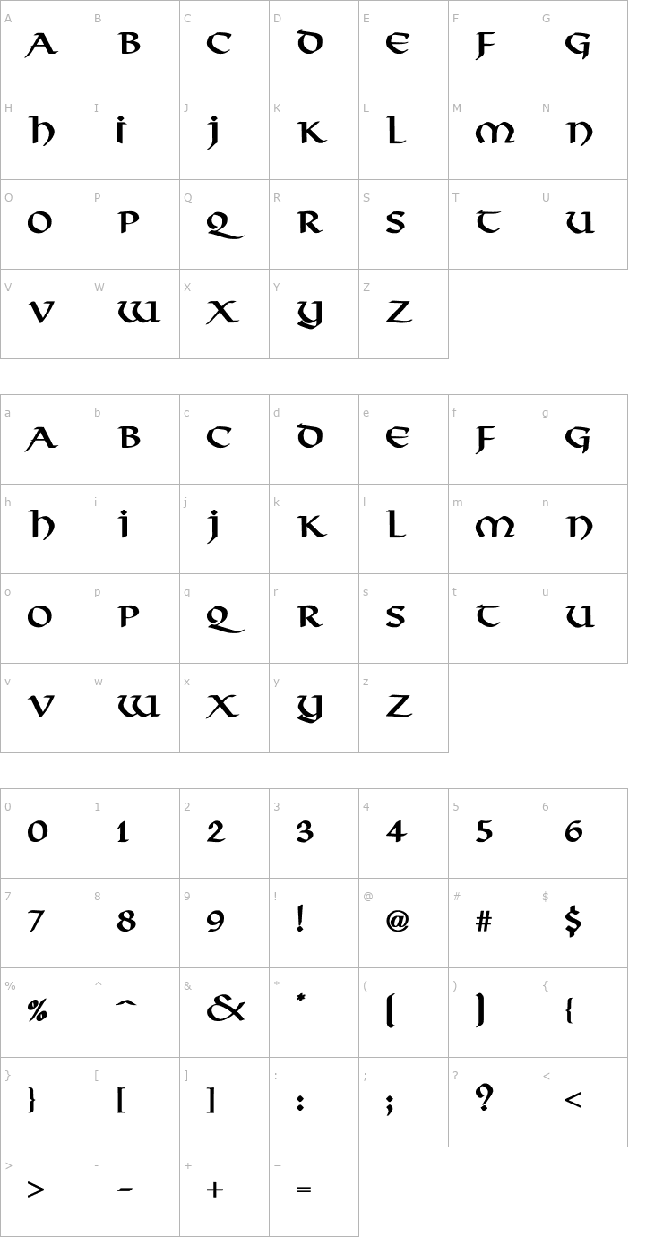 Character Map Viking-Normal Bold Font