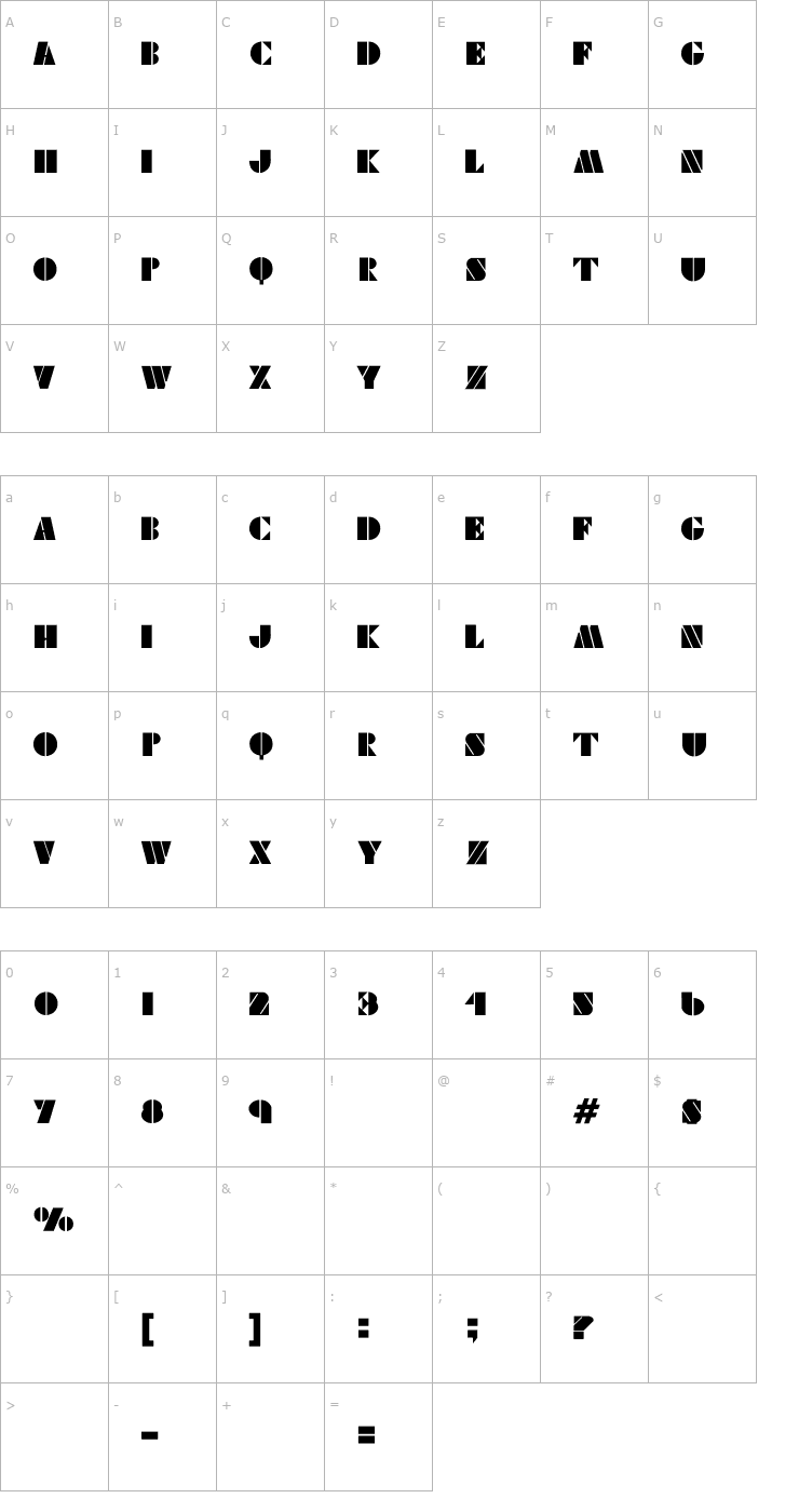 Character Map Viking Stencil Font