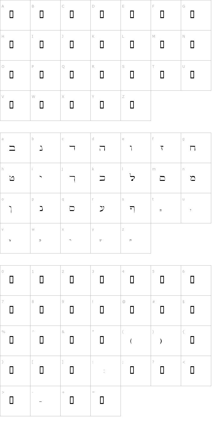 Character Map Vilner Font