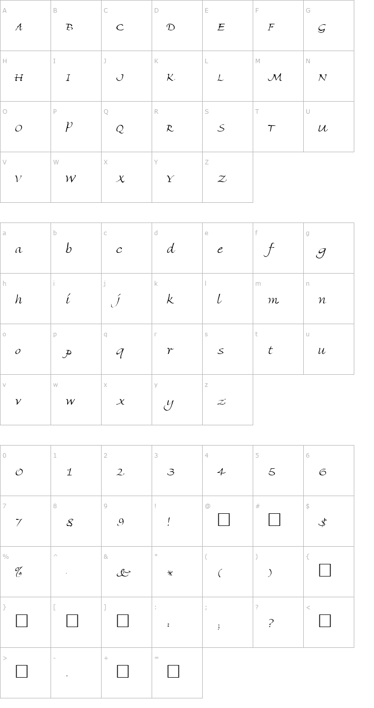 Character Map Vinegar Font