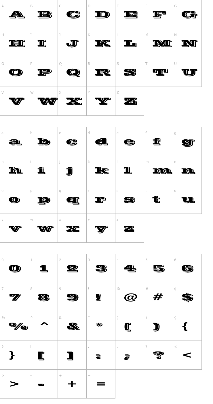 Character Map Vinera Ex Font