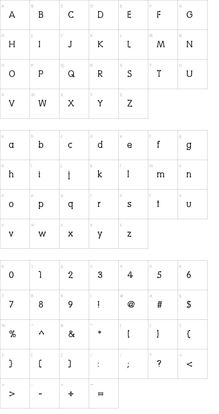 Character Map Vingy Normal Font