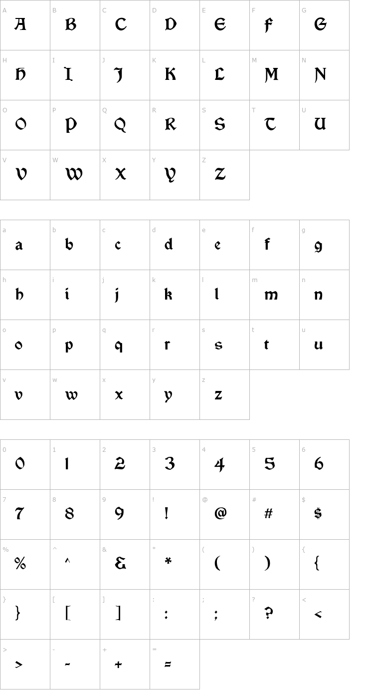 Character Map Vinque Font