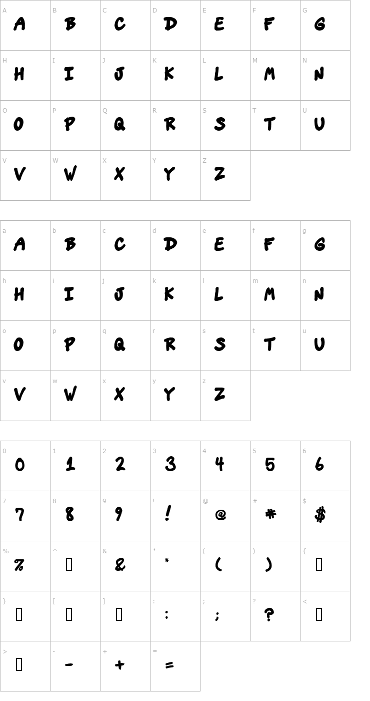 Character Map Vin's Dojo Font
